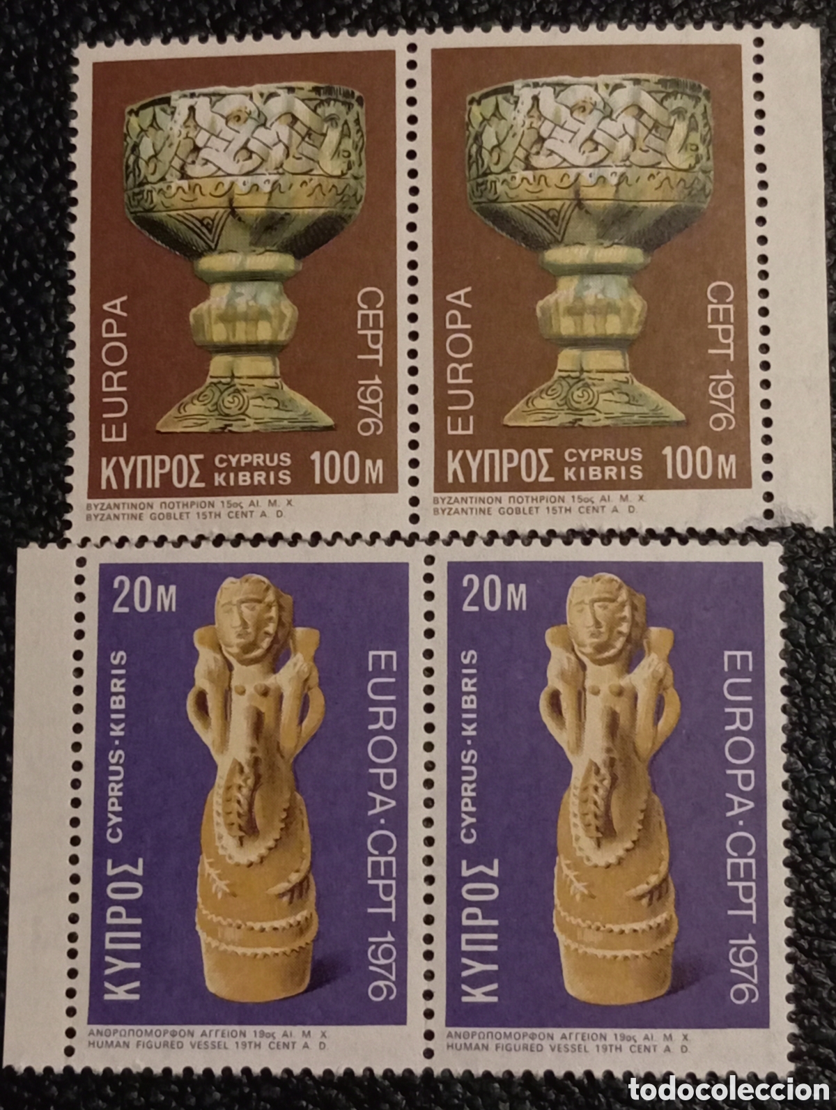 Sellos: Sellos Chipre Europa CEPT 1976 Serie Completa Artesan&iacute;a Parejas Scott #462-463