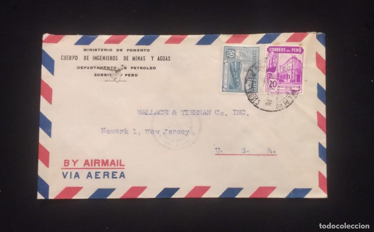 Sellos: TS) CIRCA 1936 PERU, AIRMAIL COVER SENT FROM THE MINISTRY OF PUBLIC WORKS PETROLEUM DEPARTMENT TO NE