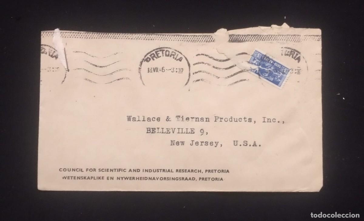 Sellos: TS) 1946 SOUTH AFRICA, CANCELLATION STAMP, COVER SENT FROM PRETORIA TO NEW JERSEY, WITH A SMALL WAR