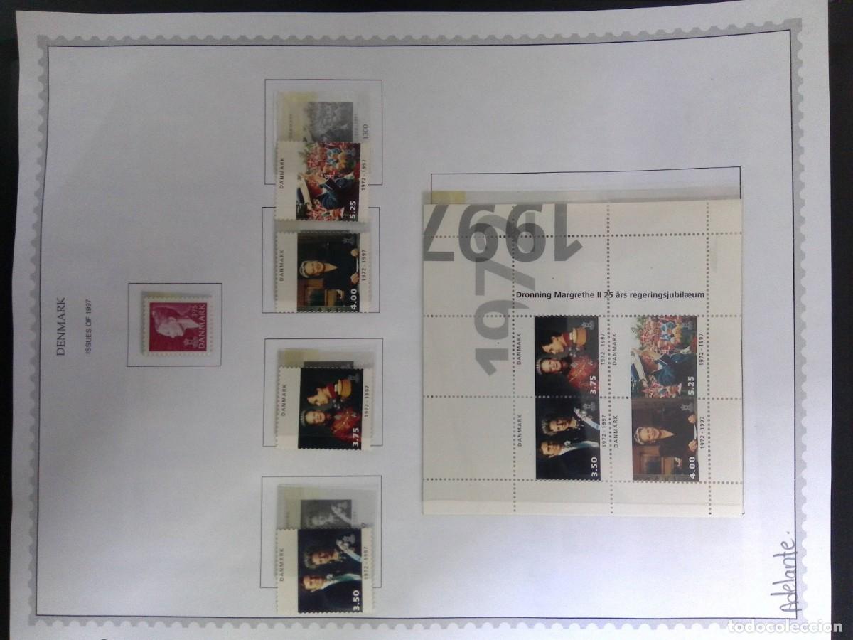 Sellos: KV)1997 DENMARK, ALBUM SHEET TITLED DENMARK ISSUES OF 1997 HOLDING 9 STAMPS INCLUDING A SE-TENANT BL