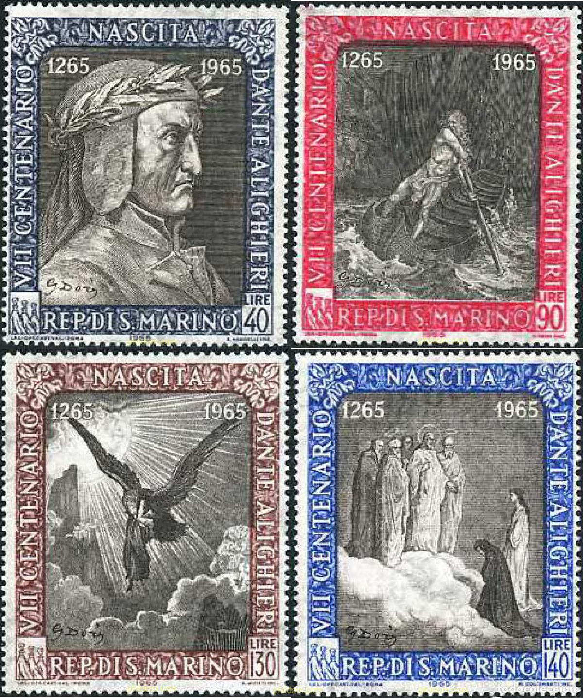 Sellos: 140794 MNH SAN MARINO 1965 7 CENTENARIO DEL NACIMIENTO DE DANTE ALIGHIERI