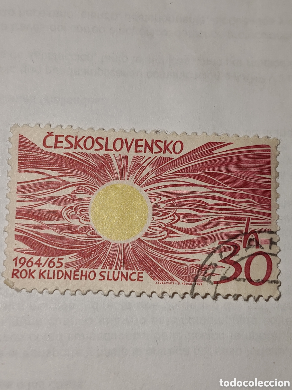 Sellos: Sello antiguo de Checoslovaquia A&ntilde;o Internacional del Sol tranquilo 1965-66