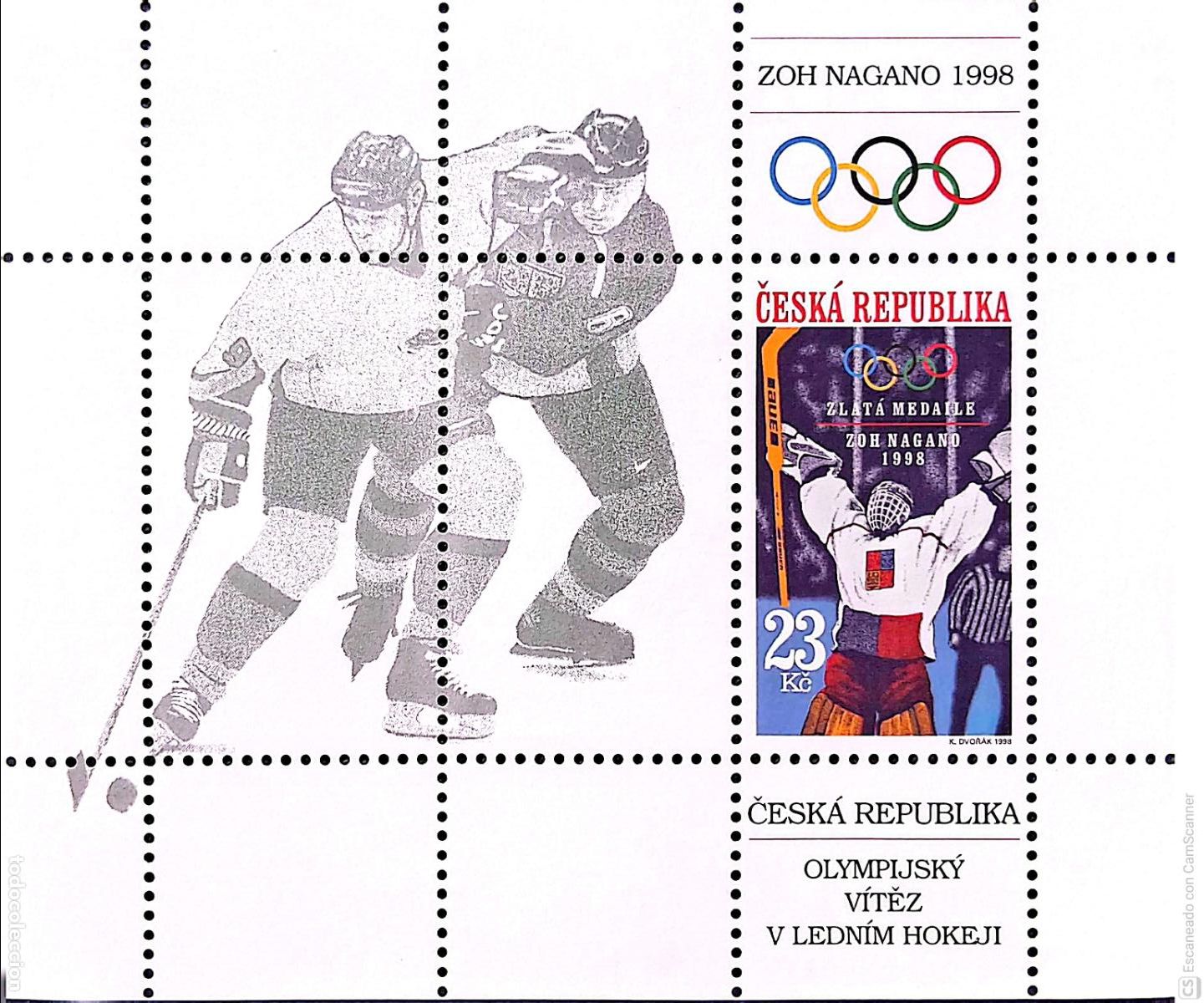 Sellos: Rep. Checa. HB 6 Medalla de oro en los Juegos ol&iacute;mpicos de invierno de Nagano (Jap&oacute;n). 1998. Sellos