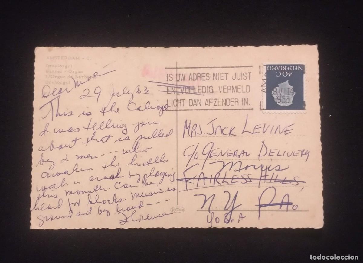 Sellos: TS) 1963 NETHERLANDS, POSTCARD, SLOGAN CANCELLATION, COVER SENT FROM AMSTERDAM TO PENNSYLVANIA,WITH
