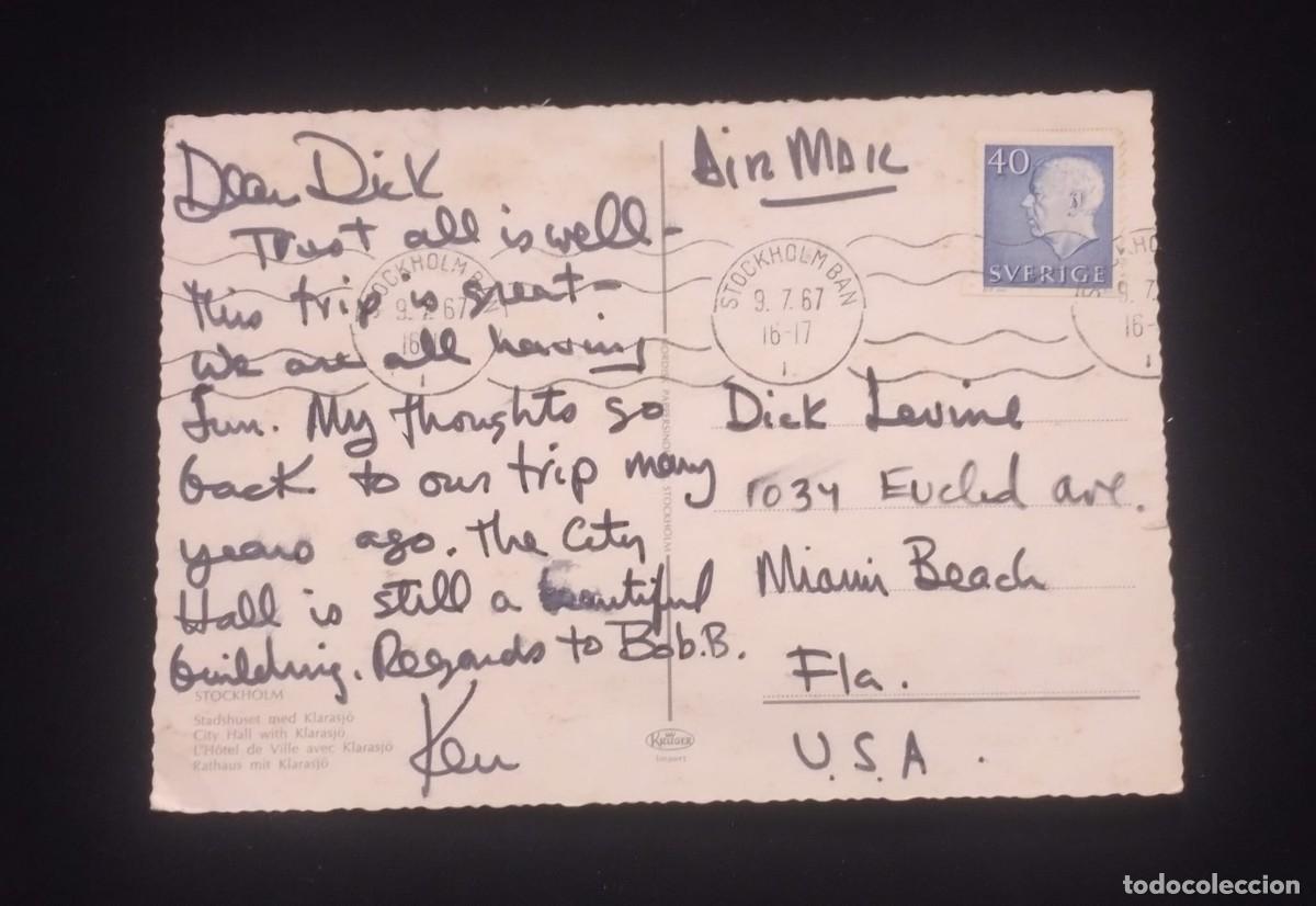 Sellos: TS) 1967 SWEDEN, POSTCARD, CANCELLATION STAMP, COVER SENT TO MIAMI,WITH KING ALFONSO VI STAMP,VF.