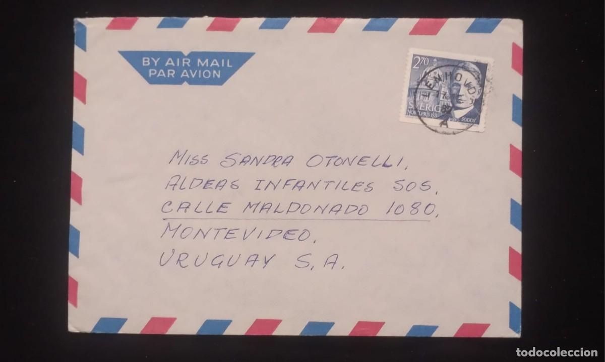 Sellos: TS) 1946 SWEDEN, AIRMAIL, COVER SENT TO MONTEVIDEO,WITH THE CHEMIST FREDERICK SODDY,VF.
