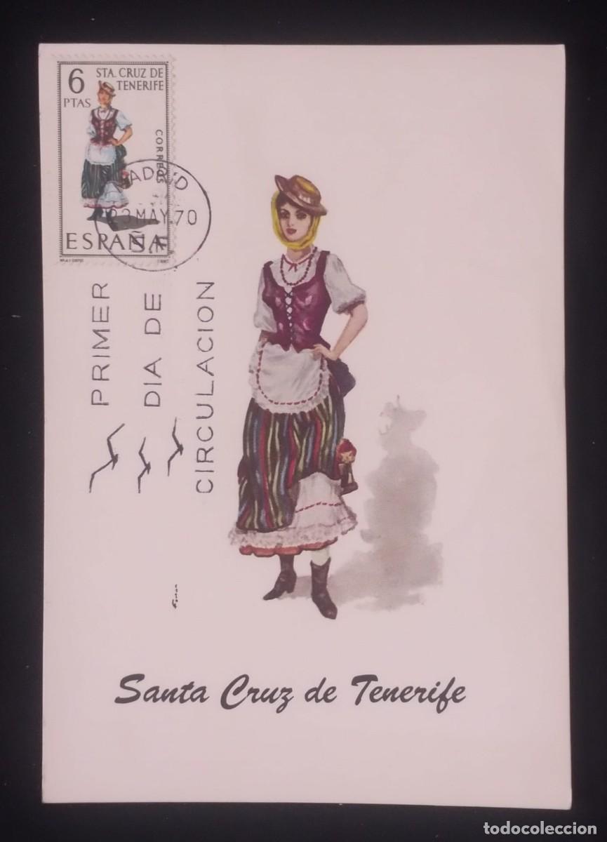 Sellos: TS) 1970 SPAIN, FDC, POSTCARD,WITH THE WEARING THE TRADITIONAL COSTUME OF THE ISLAND OF TENERIFE,XF.