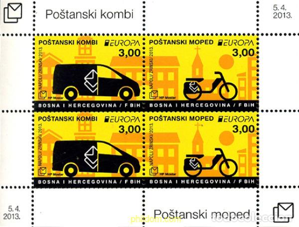 Sellos: 736243 MNH BOSNIA-HERZEGOVINA. Adm Croata 2013 EUROPA CEPT 2013 - VEHICULOS POSTALES