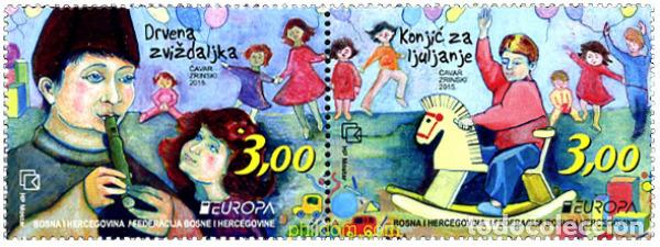 Sellos: 343536 MNH BOSNIA-HERZEGOVINA. Adm Croata 2015 EUROPA CEPT - 2015 JUGUETES
