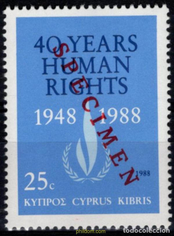 Sellos: 793867 MNH CHIPRE 1988 40 ANIVERSARIO DE LA DECLARACION UNIVERSAL DE LOS DERECHOS HUMANOS