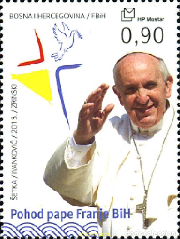 Sellos: 348267 MNH BOSNIA-HERZEGOVINA. Adm Croata 2015 VIAJE APOSTOLICO DEL PAPA FRANCISCO A SARAJEVO