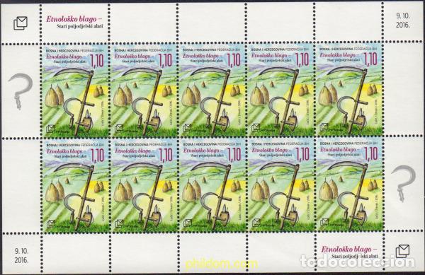 Sellos: 575518 MNH BOSNIA-HERZEGOVINA. Adm Croata 2016 TESOROS ETNOLOGICOS. ANTIGUAS HERRAMIENTAS AGRICOLAS