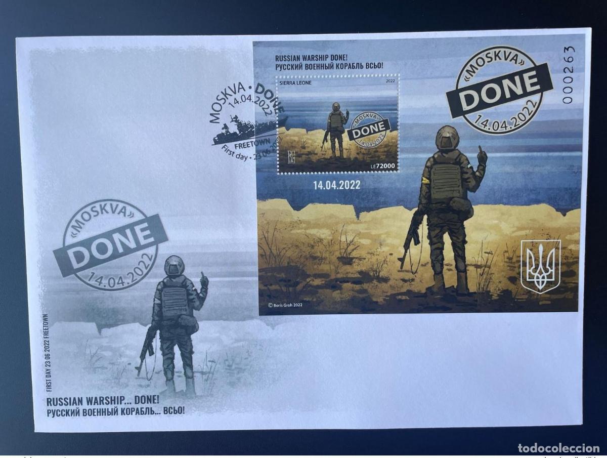 Sellos: Sierra Leona 2022 Mi.? FDC Ucrania Guerra Rusia Soldado Done Boris Groh S/S