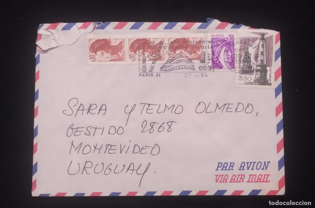 Sellos: TS) 1984 FRANCE, AIRMAIL, COVER SENT FROM PARIS TO MONTEVIDEO,WITH LIBERTE DE GANDON, SABINA DE GAND