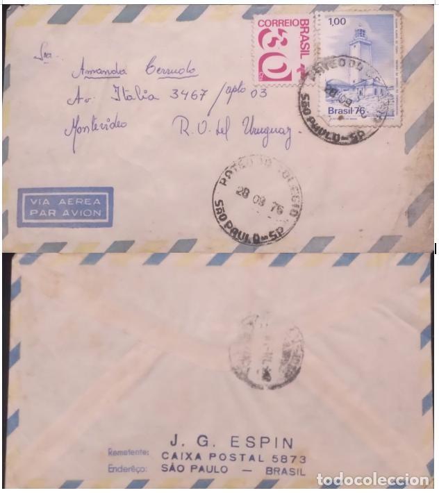 Sellos: TS) 1976 BRAZIL, AIRMAIL, COVER SENT FROM SAO PAULO TO MONTEVIDEO,WITH THE 300TH ANNIVERSARY OF THE