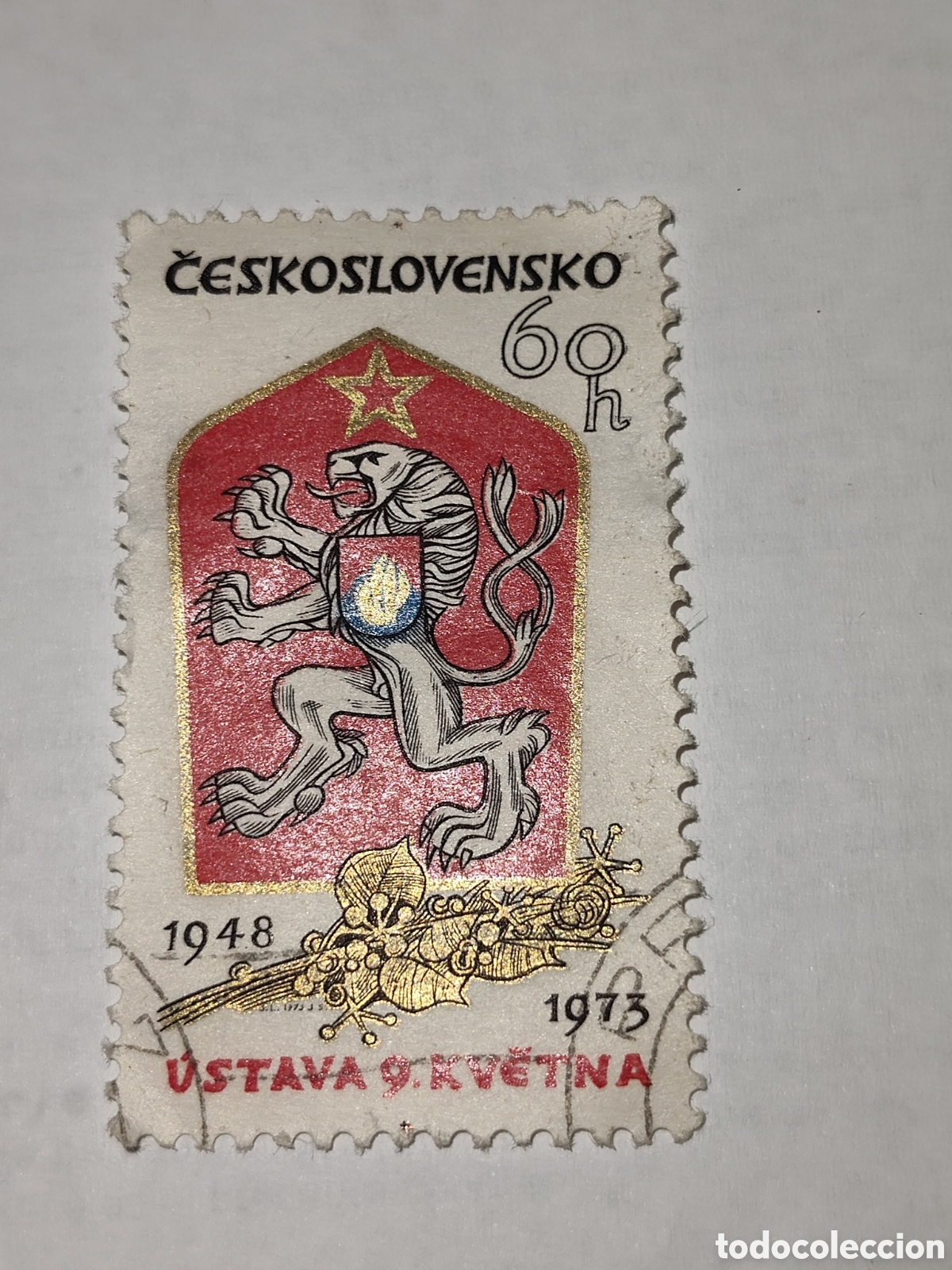 Sellos: Sello de Checoslovaquia escudo de armas de la Naci&oacute;n 1973 usado
