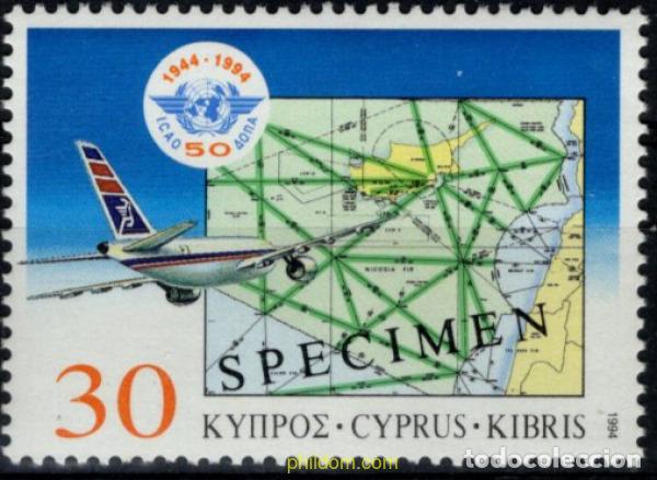 Sellos: 794019 MNH CHIPRE 1994 50 ANIVERSARIO DE LA ORGANIZACION DE AVIACION CIVIL INTERNACIONAL