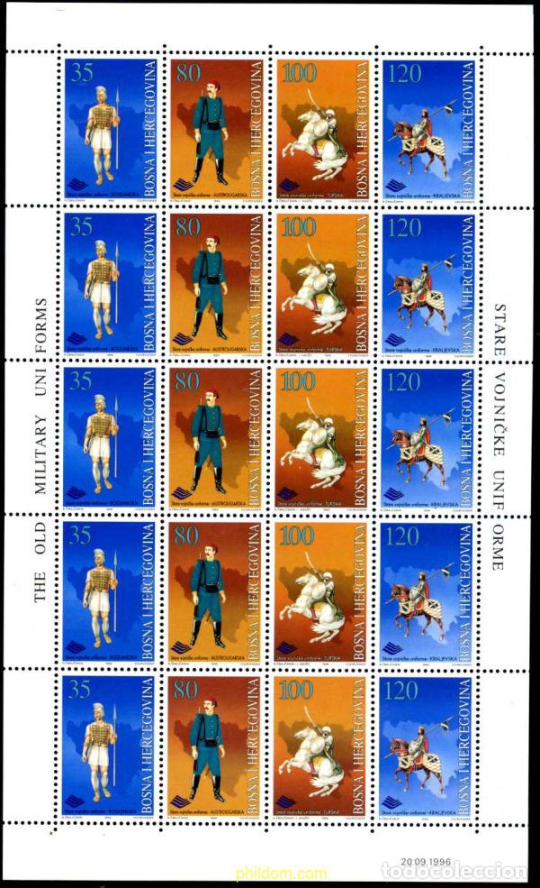 Sellos: 254863 MNH BOSNIA-HERZEGOVINA 1996 UNIFORMES MILITARES