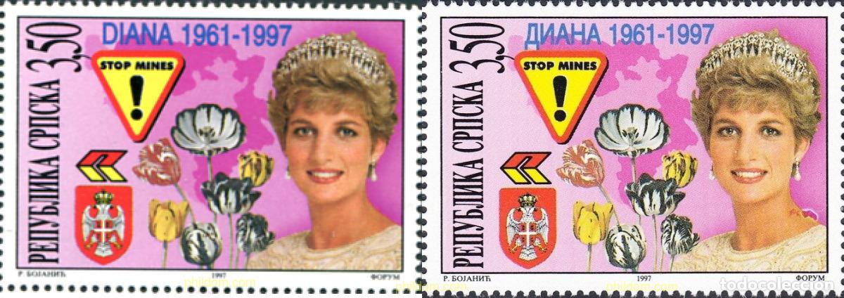 Sellos: 81872 MNH BOSNIA-HERZEGOVINA. Adm Serbia 1997 HOMENAJE A DIANA. PRINCESA DE GALES (1961-1997)