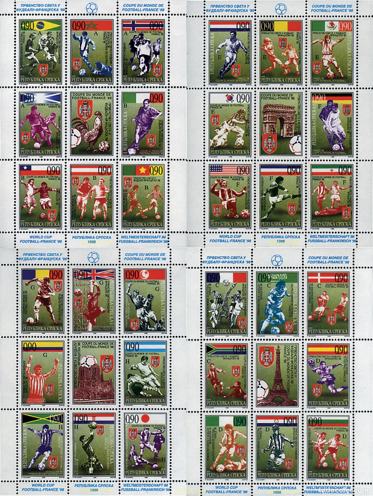 Sellos: 275659 MNH BOSNIA-HERZEGOVINA. Adm Serbia 1998 COPA DEL MUNDO DE FUTBOL. FRANCIA-98