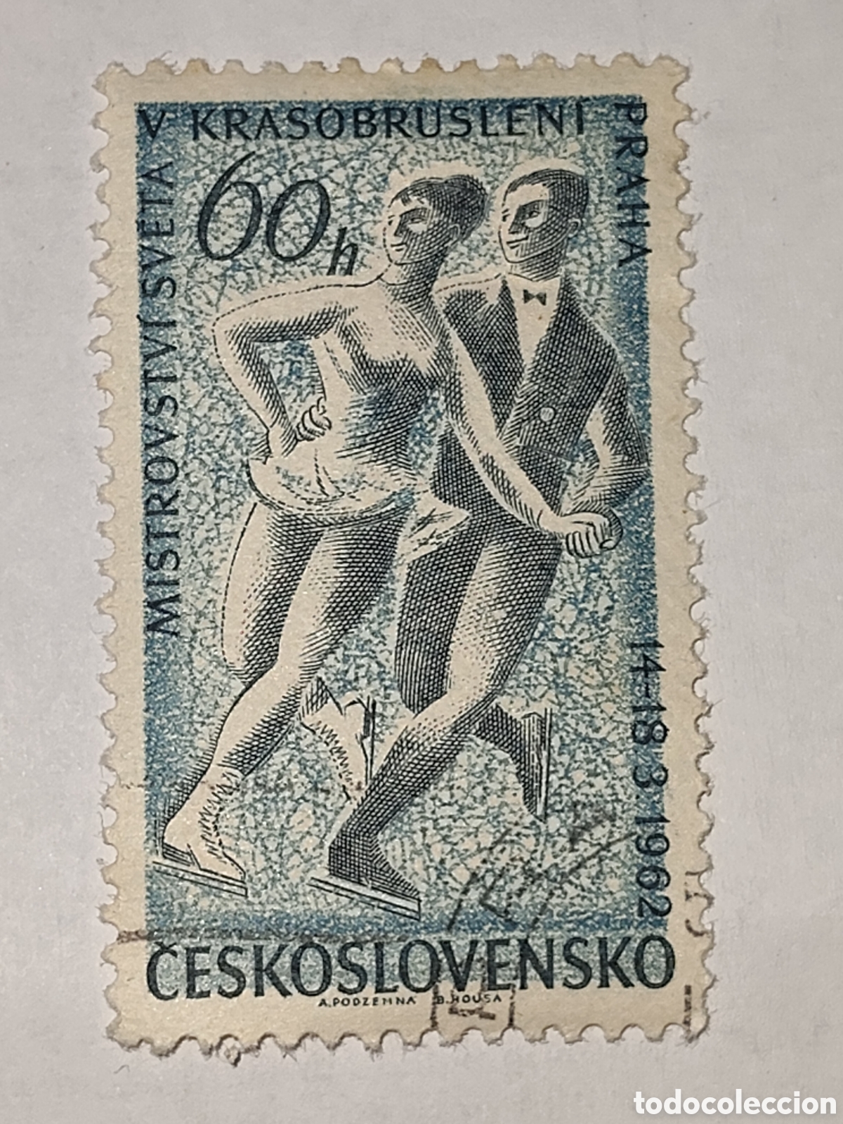 Briefmarken: Sello de Checoslovaquia Campeonato del mundo de patinaje art&iacute;stico Praga 1962