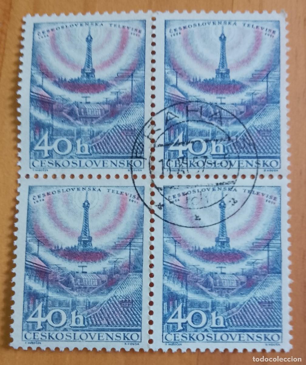 Sellos: CHOCOSLOVAQUIA - V/F 40 H - 1954.1957 EMISIONES DE TELEVISI&Oacute;N CHECA - TIRA 4 SELLOS - CON MAT. ID.