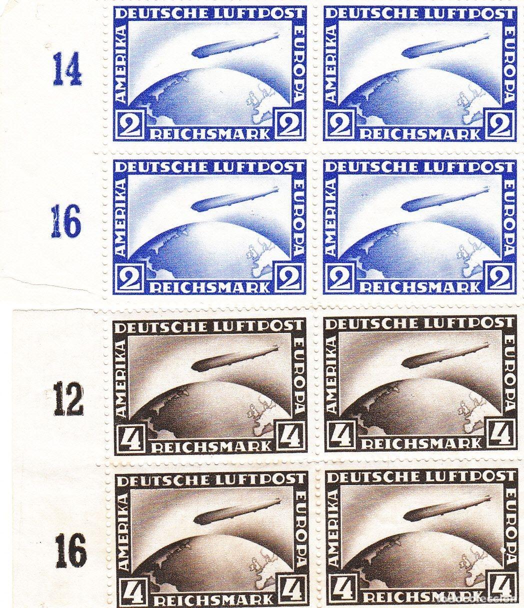 Sellos: CRSEXT0012 SELLOS ALEMANIA IMPERIO AEREOS AV 36-37 X EL 36 SIN GOMA BLOQUES DE 4