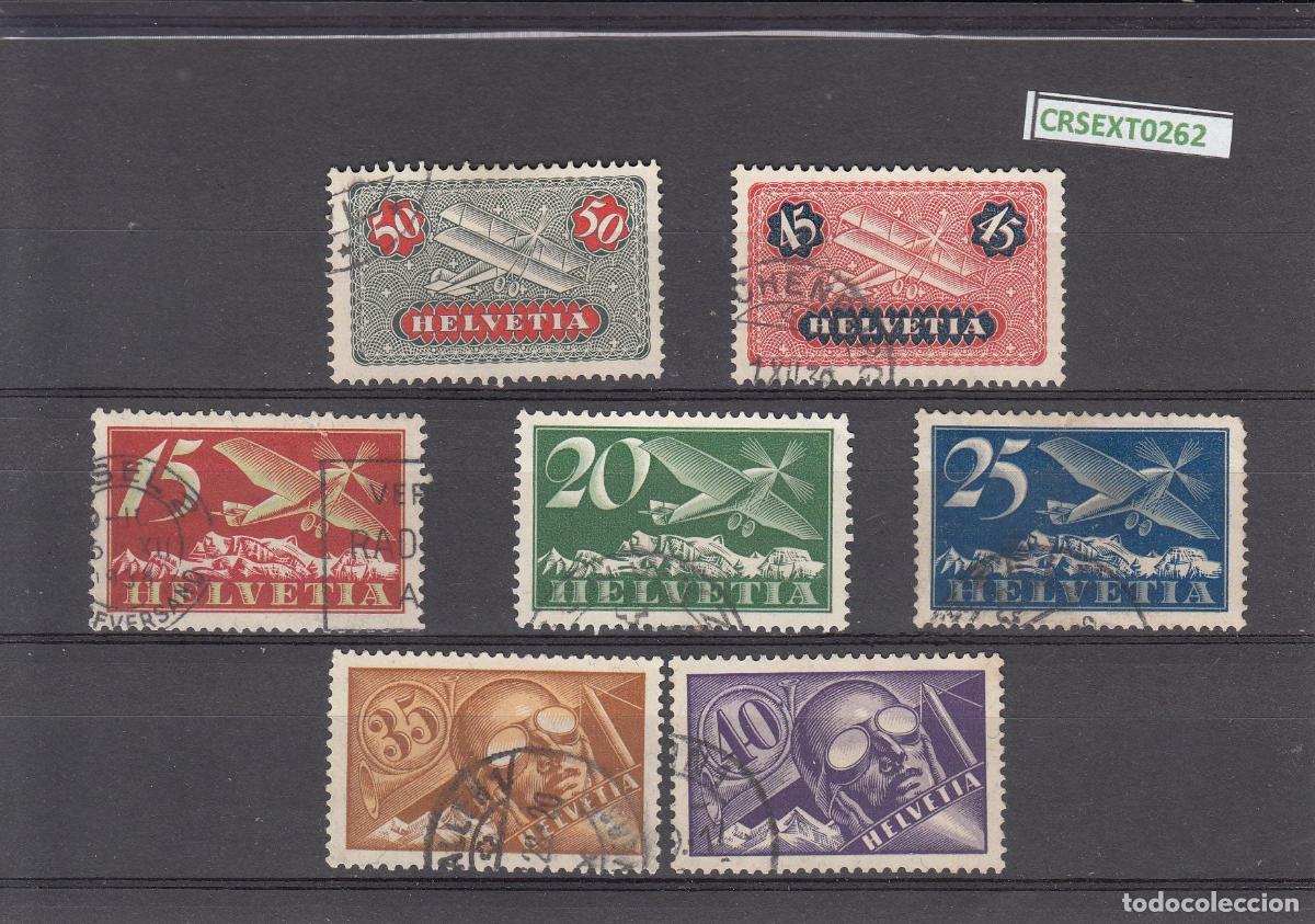 Selos: CRSEXT0262 SELLOS SUIZA AEREOS N&ordm; CAT AV 3-9 USADOS