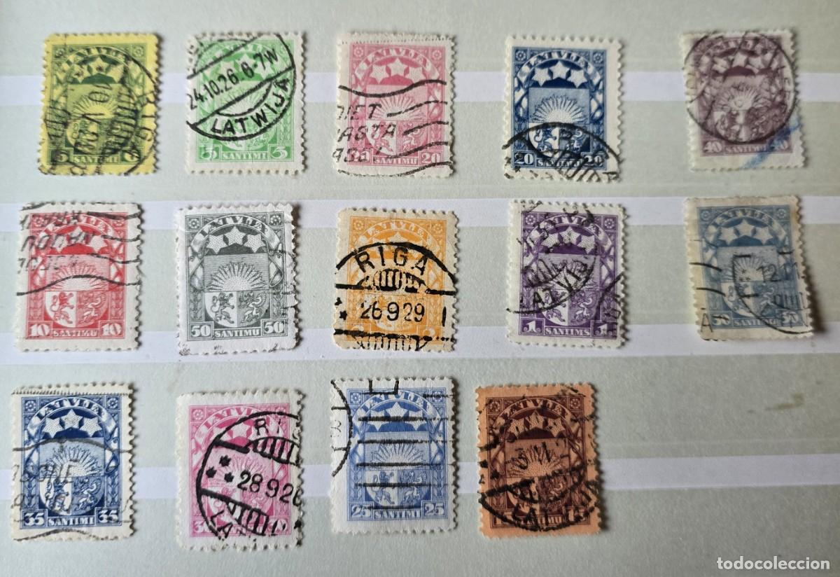 Timbres: 14 SELLO LATVIJA LETONIA - ESCUDO DISTINTOS VALORES