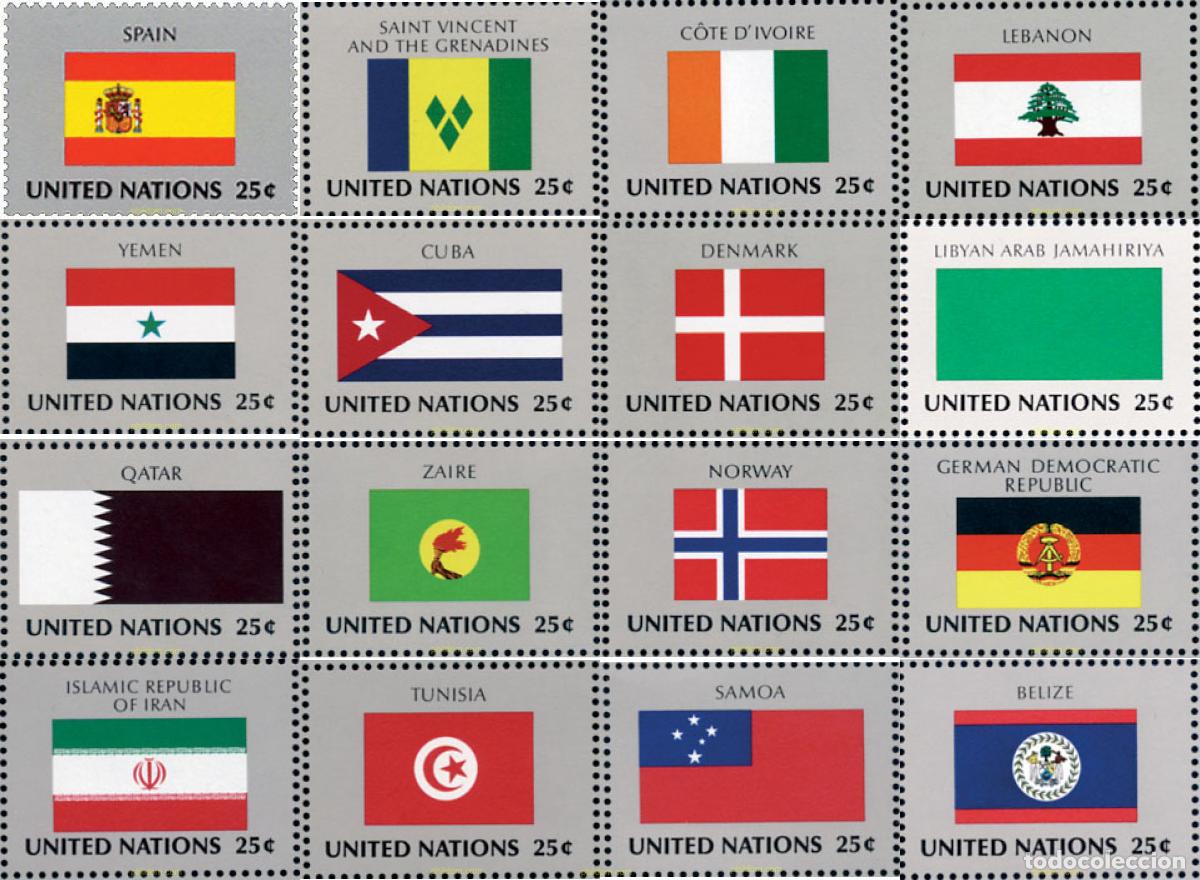 Sellos: 127227 MNH NACIONES UNIDAS. Nueva York 1988 BANDERAS DE LOS ESTADOS MIEMBRO DE LAS NACIONES UNIDAS