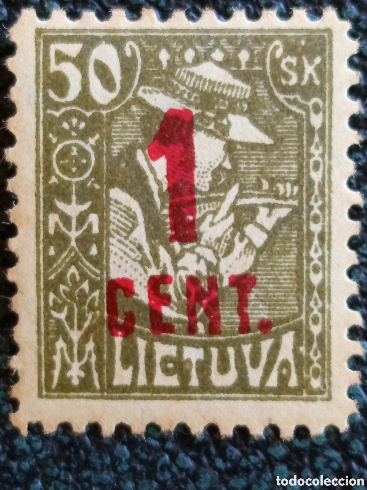 Sellos: Sello Lituania 1922 - 1c sobre 50s Nuevo MH - Cat&aacute;logo Michel N. 147
