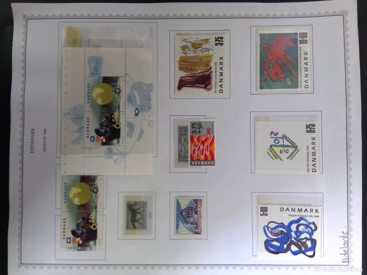 Sellos: KV)1998 DENMARK, ALBUM SHEET TITLED DENMARK ISSUES OF 1998 HOLDING 10 STAMPS INCLUDING TWO NORDEN SE