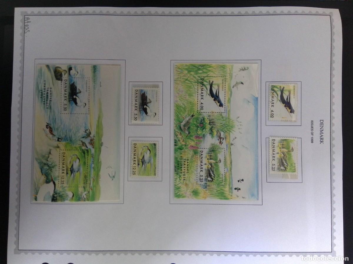 Sellos: KV)1999 DENMARK, ALBUM SHEET OF 1999 ISSUES THAT STARTS WITH THE WADDEN SEA MIGRATORY BIRDS BLOCK WI