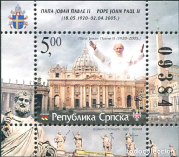 Sellos: 166265 MNH BOSNIA-HERZEGOVINA. Adm Serbia 2005 MUERTE DEL PAPA JUAN PABLO II
