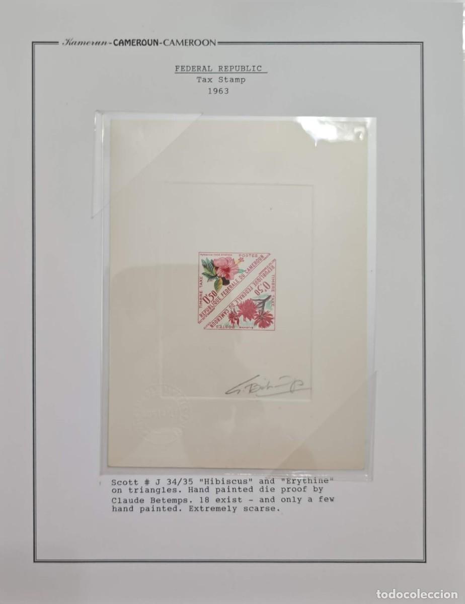 Sellos: MI) 1963 CAMEROON, ARTIST'S PROOF, ENGRAVED AND HAND-COLORED BY DESIGNER CLAUDE B&Eacute;TEMPS, TRIANGULAR