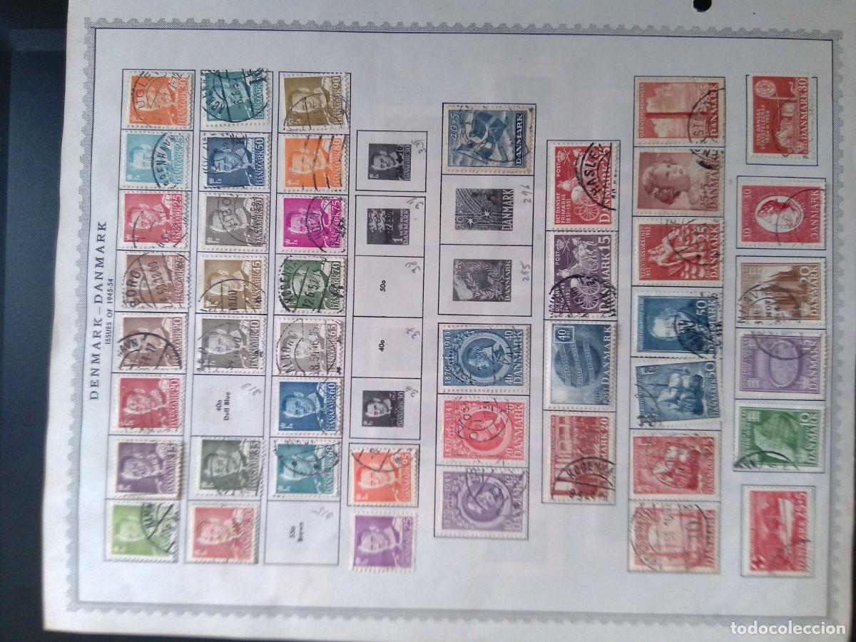 Sellos: KV)1954 DENMARK, ALBUM SHEET OF 1945-54 ISSUES THAT STARTS WITH AN ORANGE FREDERIK IX PORTRAIT STAMP