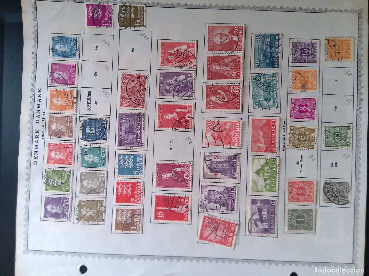 Sellos: KV)1953 DENMARK, ALBUM SHEET OF 1934-53 ISSUES THAT STARTS WITH CHRISTIAN X PORTRAIT STAMPS IN BLUE