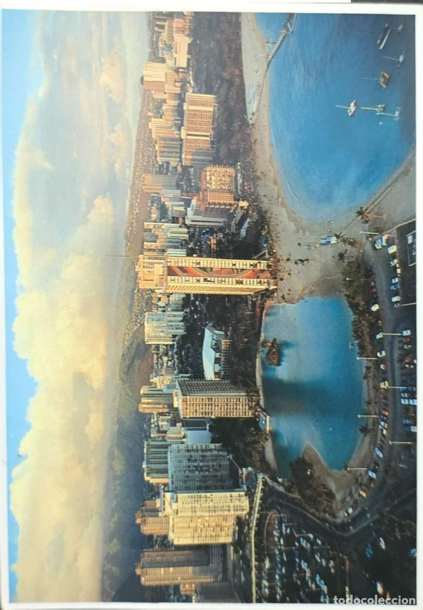 Sellos: MI) 1982 HAWAII, POSTCARD SENT FROM HONOLULU TO MONTEVIDEO, URUGUAY, WITH A MECHANICAL FLAG OR LINE