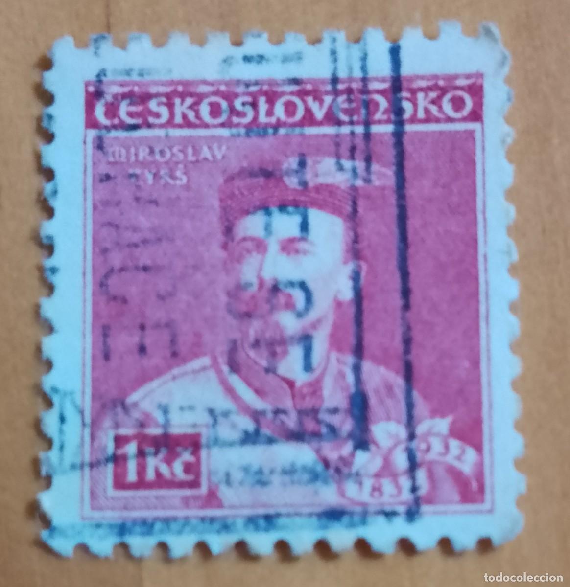 Sellos: CHECOSLOVAQUIA - V/F 1 KC - CENTENARIO DEL NACIMIENTO DE MIROSLAV TYRS, 1832.1932
