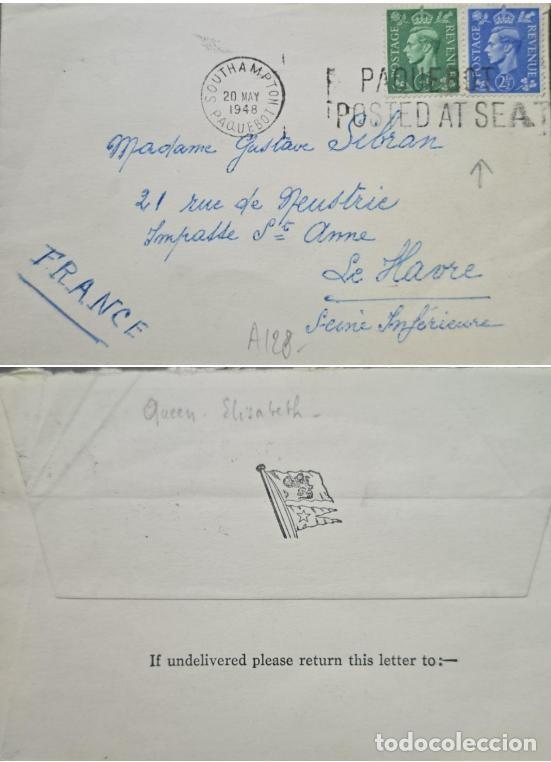 Sellos: TS) 1948 UNITED KINGDOM, SLOGAN CANCELLATION, COVER SENT FROM SOUTHAMPTON TO LE HAVRE,WITH KING GEOR