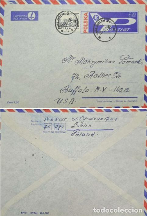 Sellos: TS) 1978 POLAND, AIRMAIL, COVER SENT FROM LUBLIN TO NEW YORK, MULTIPLE STAMPS.