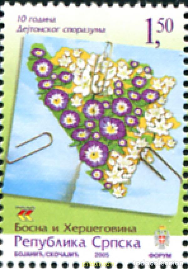 Sellos: 301346 MNH BOSNIA-HERZEGOVINA. Adm Serbia 2005 10 ANIVERSARIO DEL ACUERDO DE DAYTON