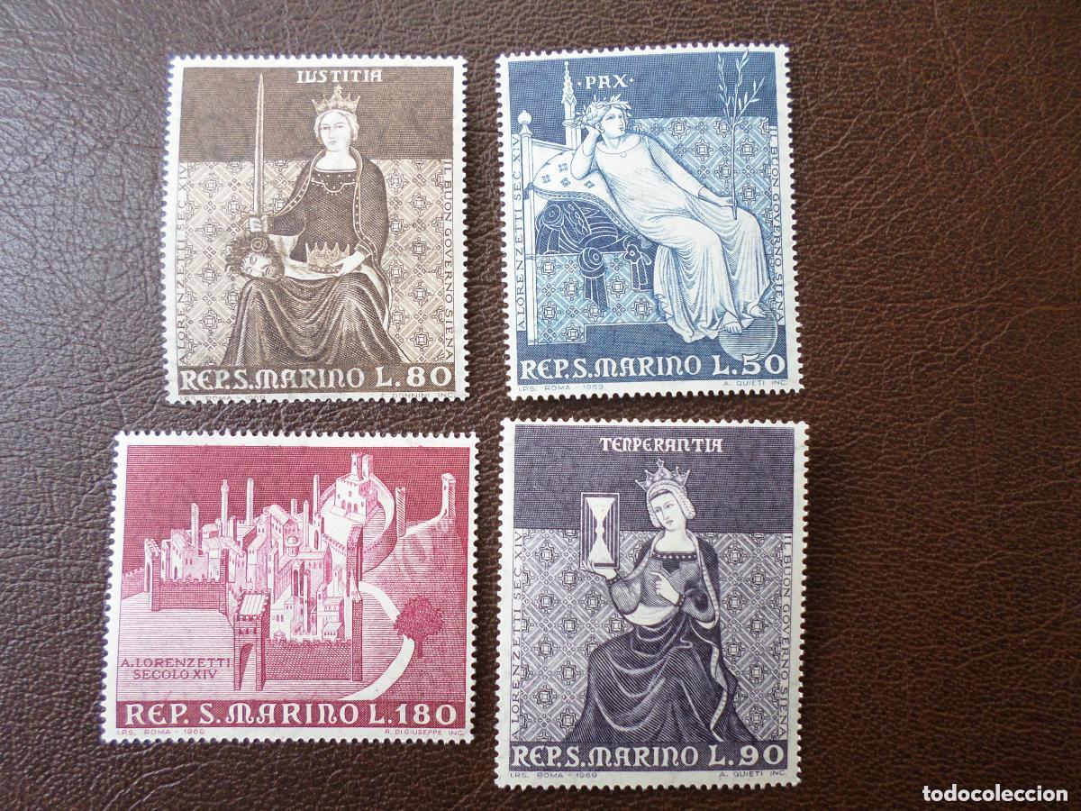 Sellos: San Marino 1969 Ivert 728/32 *** Arte - fresco de Ambrogio Lorenzetti - Pintura