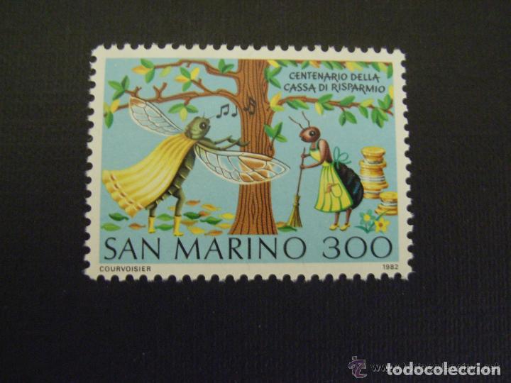 Sellos: San Marino 1982 Ivert 1043 *** Centenario de la Caja de Ahorro - Fabula la Cigarra y la Hormiga