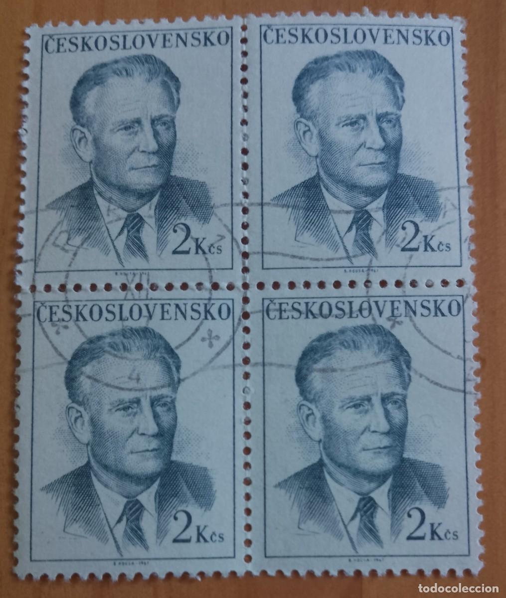 Sellos: CHECOSLOVAQUIA - V/F 2 KCS - A&Ntilde;O 1967 - PRESIDENTE: ANTONIN NOVOTNY - TIRA 4 SELLOS, VER DESCRIPCI&Oacute;N
