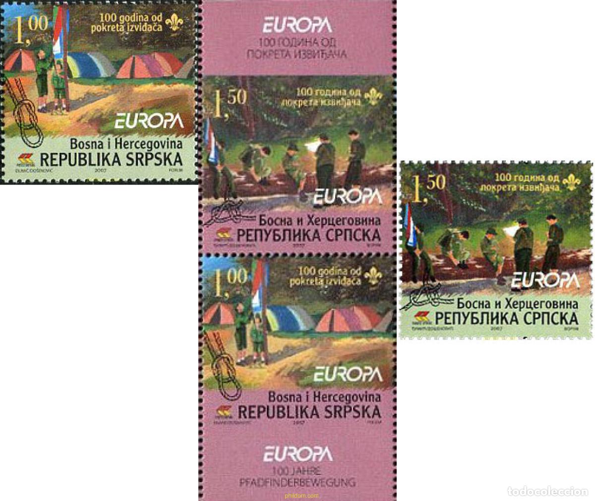 Sellos: 752886 MNH BOSNIA-HERZEGOVINA. Adm Serbia 2007 EUROPA CEPT. 100 A&Ntilde;OS DE ESCULTISMO