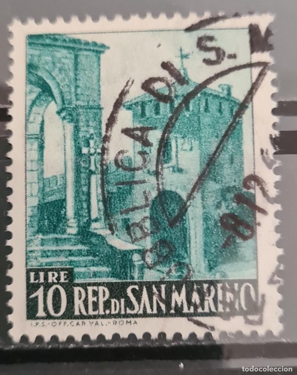 Sellos: Sello usado de San Marino 1966: Turismo, tipos de 1955-57