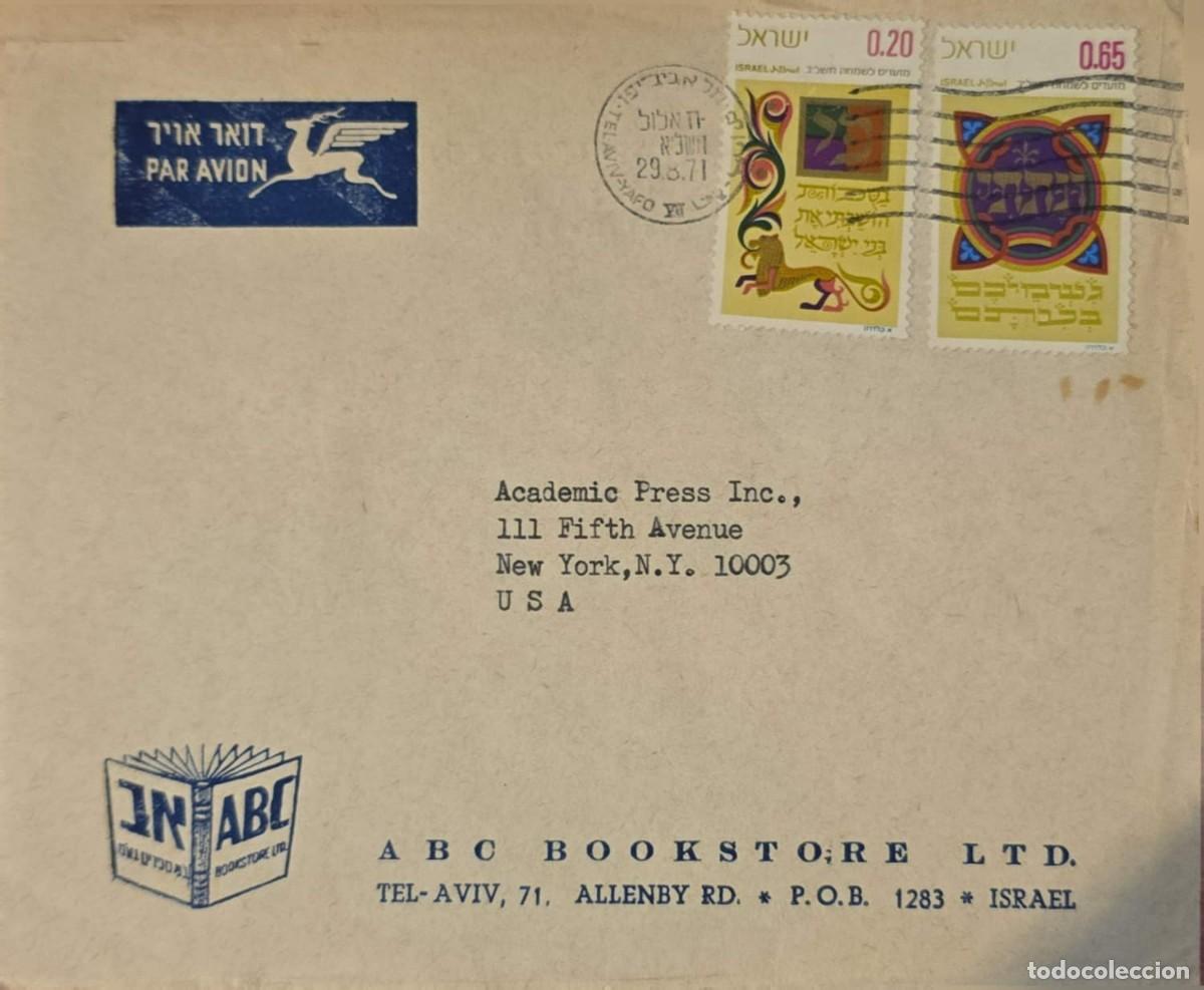 Sellos: TS) 1971 ISRAEL, CANCELLATION STAMP, AIRMAIL, COVER SENT FROM TEL AVIV TO NEW YORK,JEWISH NEW YEAR 5
