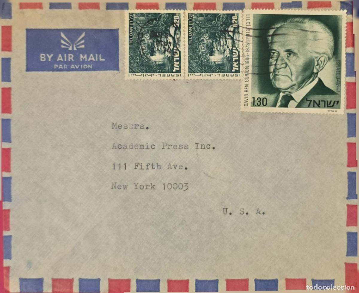 Sellos: TS) CIRCA 1979 ISRAEL, AIRMAIL, COVER SENT FROM TEL AVIV TO NEW YORK,1ST ANNIVERSARY OF THE DEATH OF