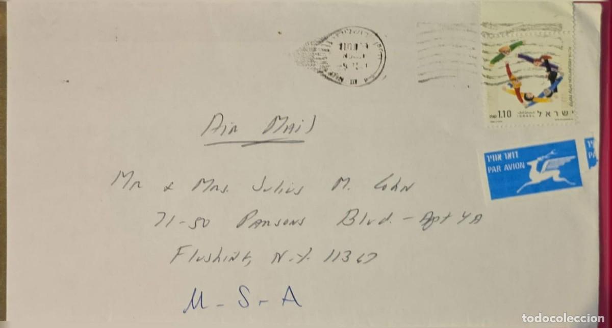 Sellos: TS) 1990 ISRAEL, AIRMAIL, CANCELLATION STAMP, COVER SENT FROM TEL AVIV TO NEW YORK,RECEPTION OF IMMI